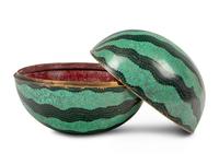 A Chinese Cloisonné Enamel Watermelon-Form Covered Box