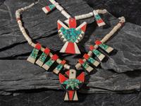 Pair of Kewa Depression Era Thunderbird Necklaces
