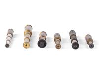 A group of 6 handheld telescopes found in the workshop of George W. Fitz, Peconic, New York.