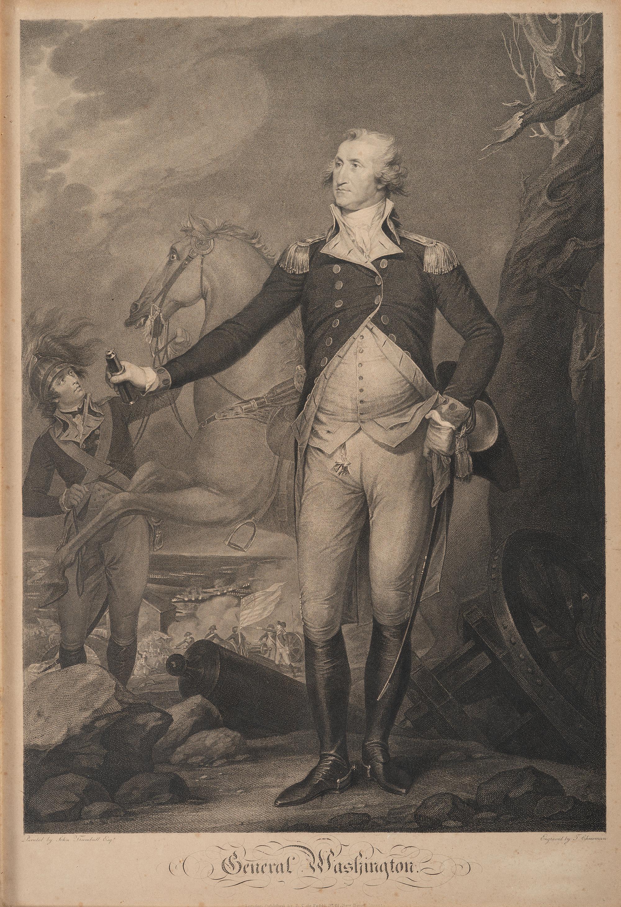 [WASHINGTON, George (1732-1799).] CHEESMAN, T., engraver. after John TRUMBULL, artist. A.C. de POGGI, publisher. General Washington.