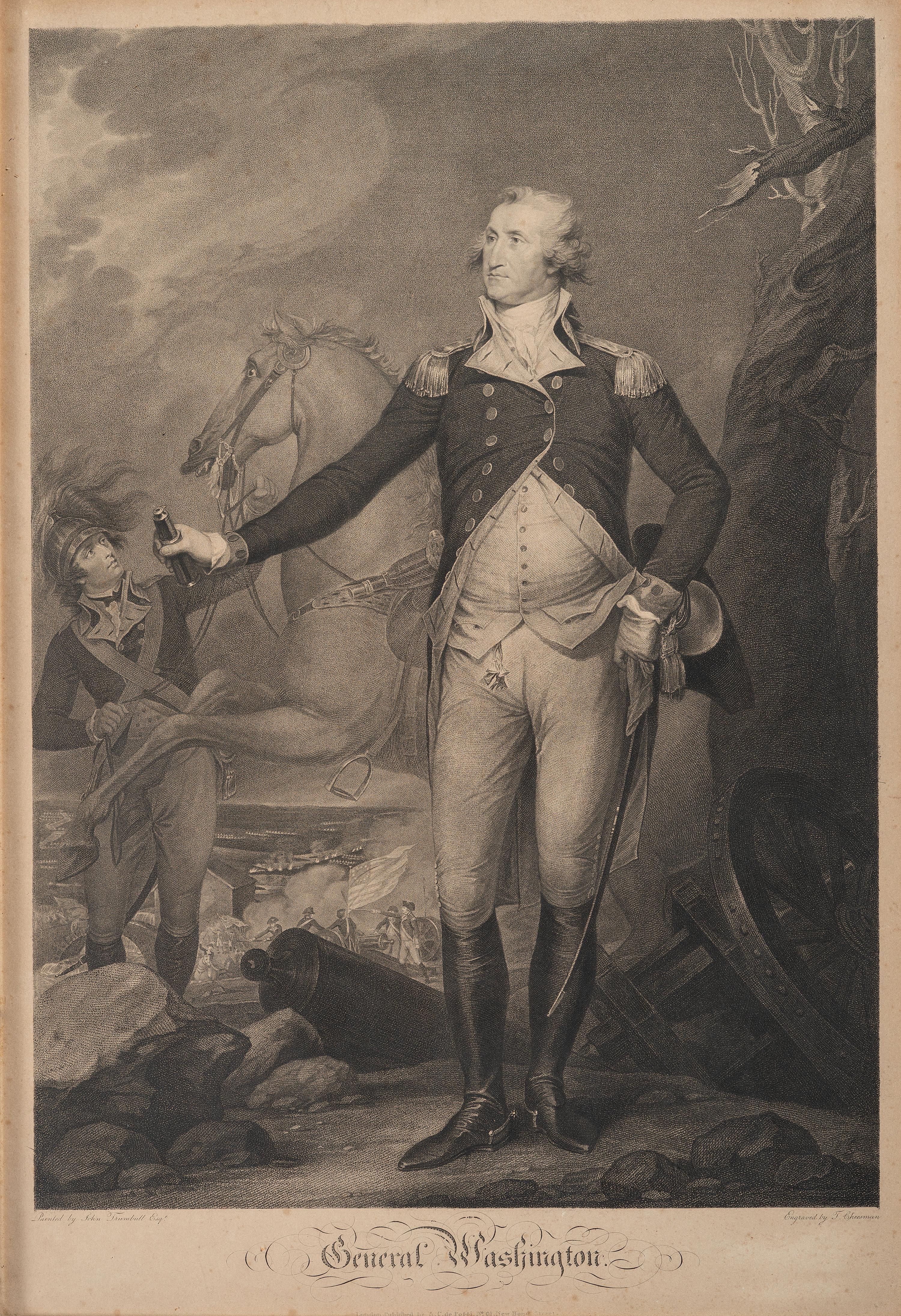 [WASHINGTON, George (1732-1799).] CHEESMAN, T., engraver. after John TRUMBULL, artist. A.C. de POGGI, publisher. General Washington.