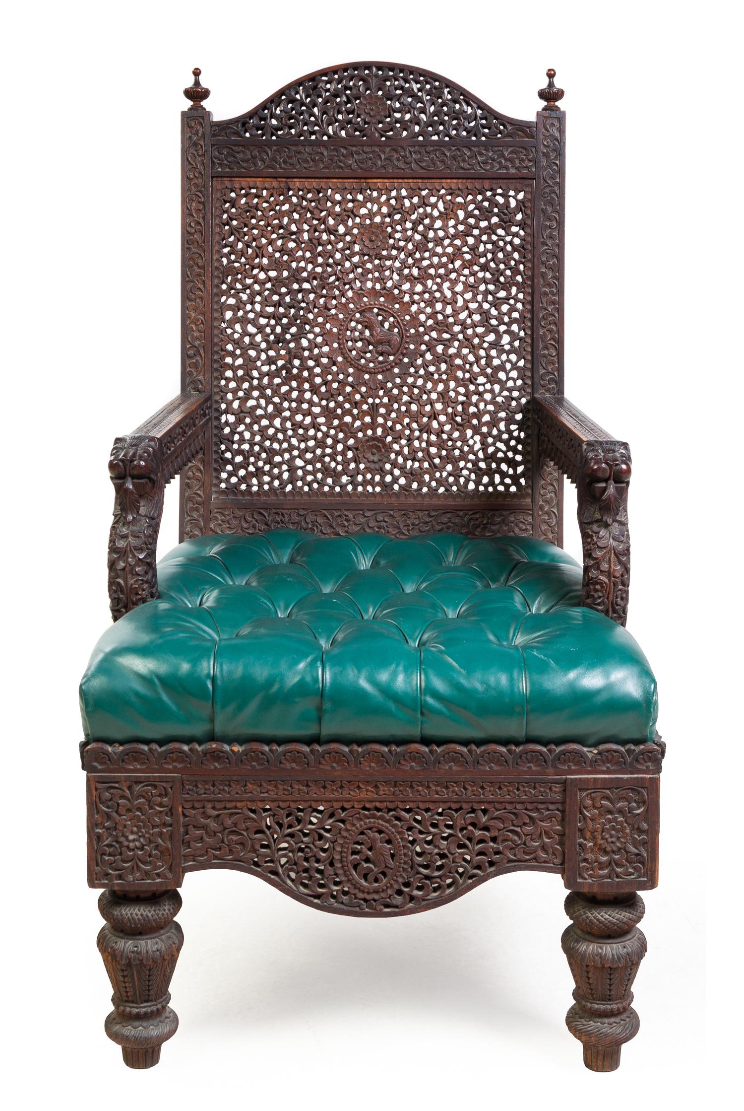 An Anglo-Indian Carved Armchair Height 38 7/8 inches. — LATE 19TH CENTURY