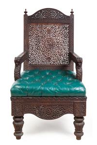 An Anglo-Indian Carved Armchair Height 38 7/8 inches. — LATE 19TH CENTURY