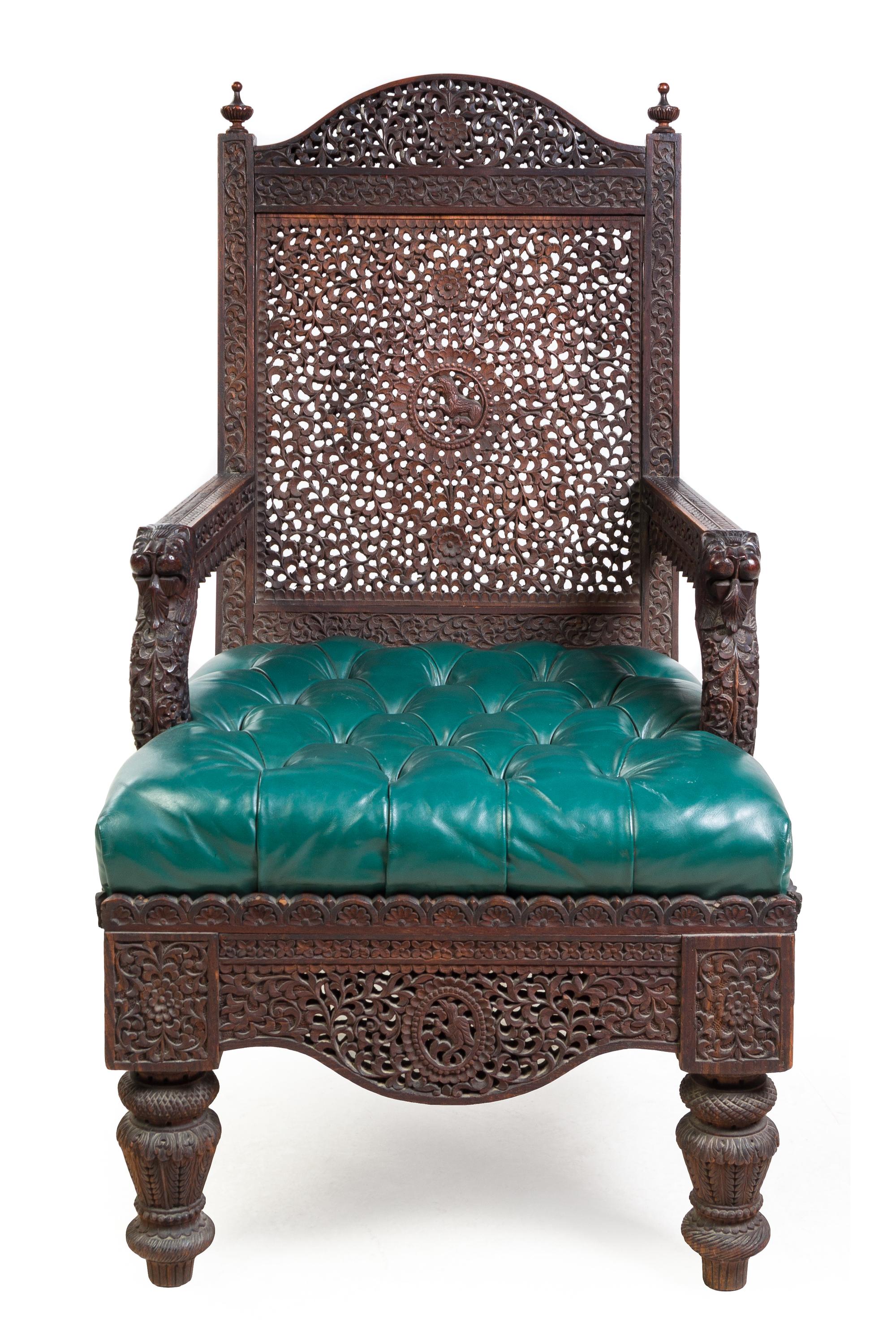 An Anglo-Indian Carved Armchair Height 38 7/8 inches. — LATE 19TH CENTURY