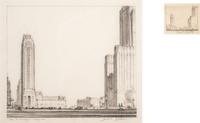Where the West Begins (Chicago) , accompanied by two preparatory pencil sketches, 1930-32
