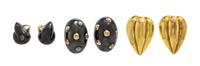A Collection of Oxidized Sterling Silver, 18 Karat Yellow Gold and Gilt Silver Earclips, Von Musulin, 57.10 dwts.