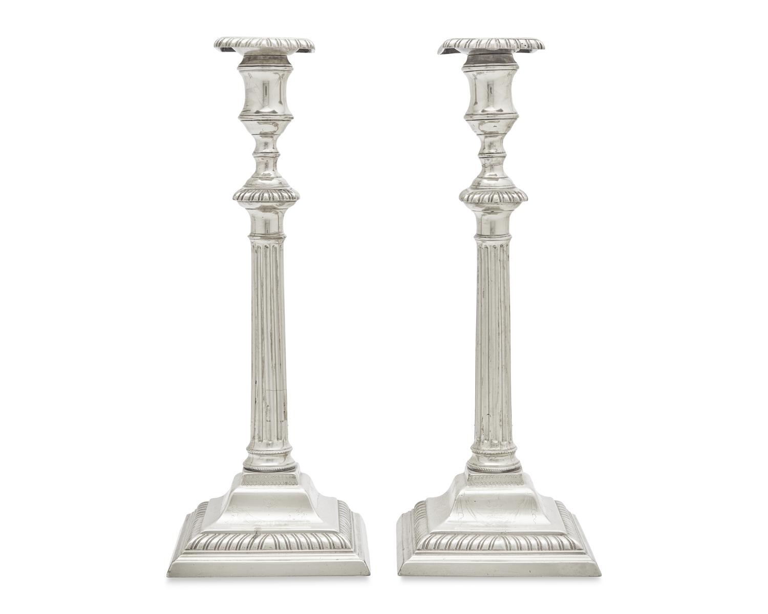 A Pair of George III Paktong Or Metal Alloy Candlesticks