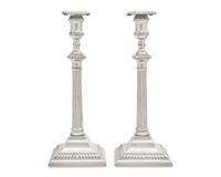 A Pair of George III Paktong Or Metal Alloy Candlesticks