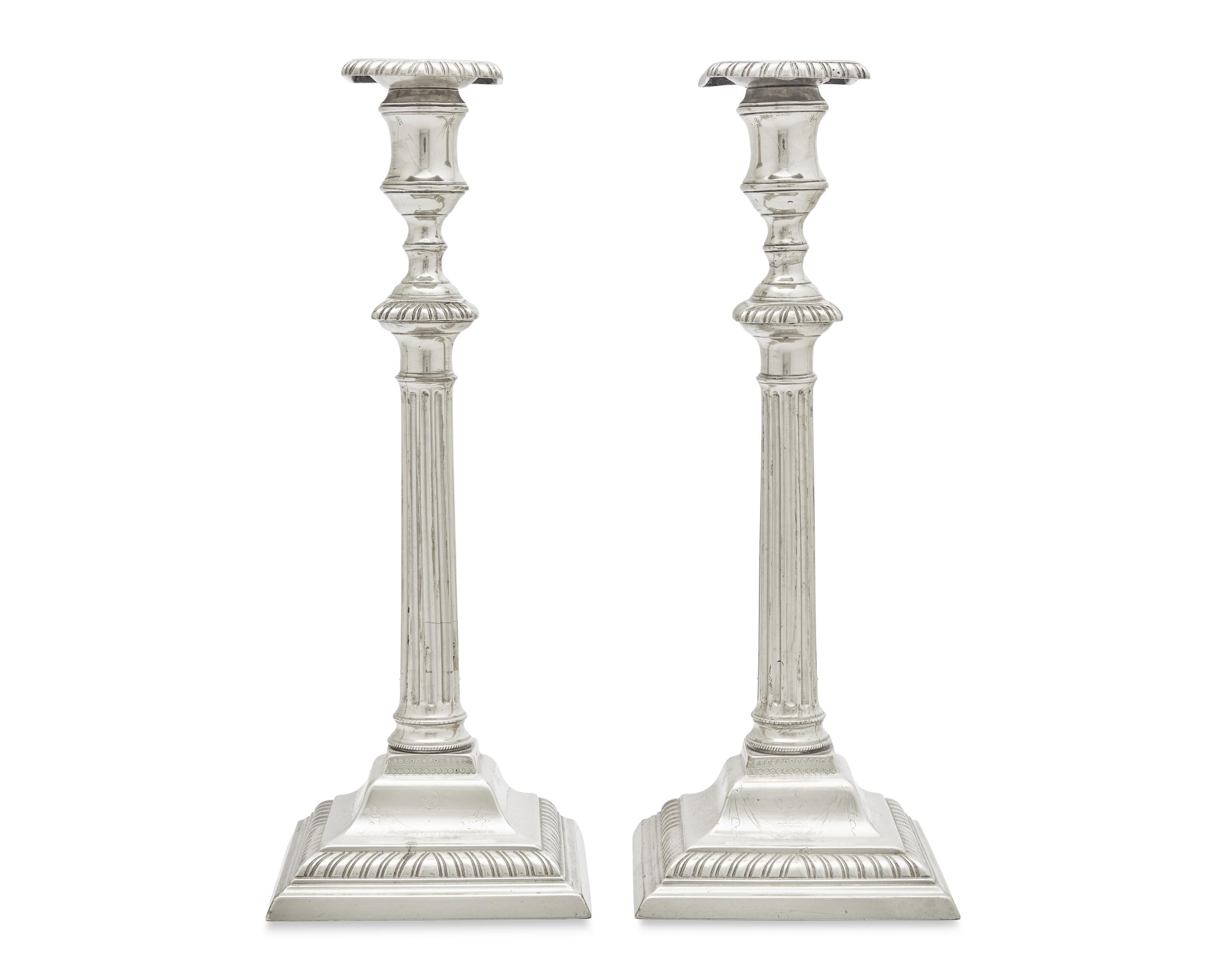 A Pair of George III Paktong Or Metal Alloy Candlesticks