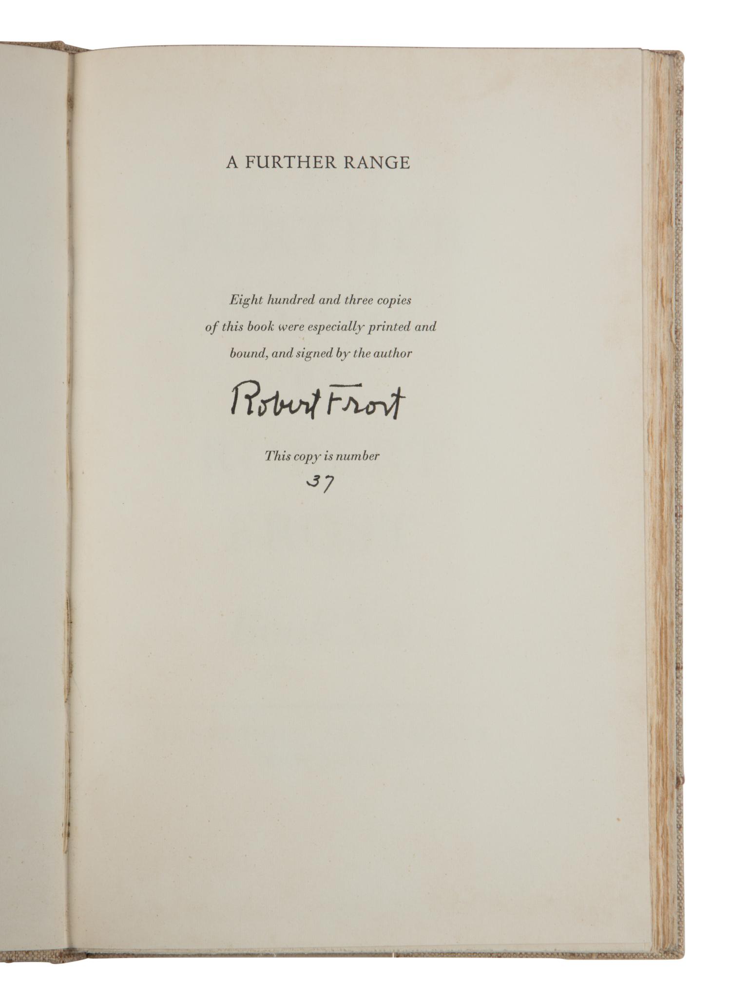 FROST, Robert (1874-1963). A group of 3 FIRST EDITIONS, comprising: