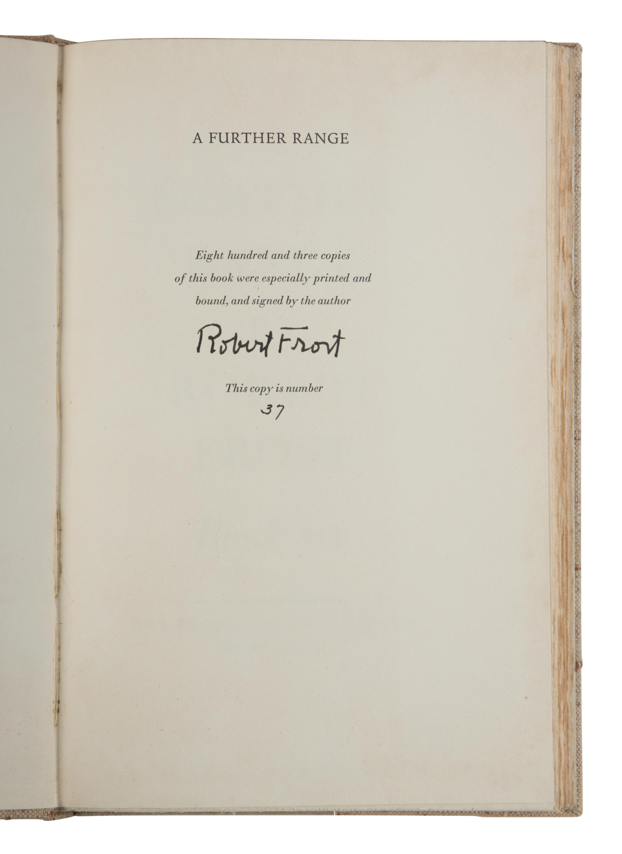 FROST, Robert (1874-1963). A group of 3 FIRST EDITIONS, comprising: