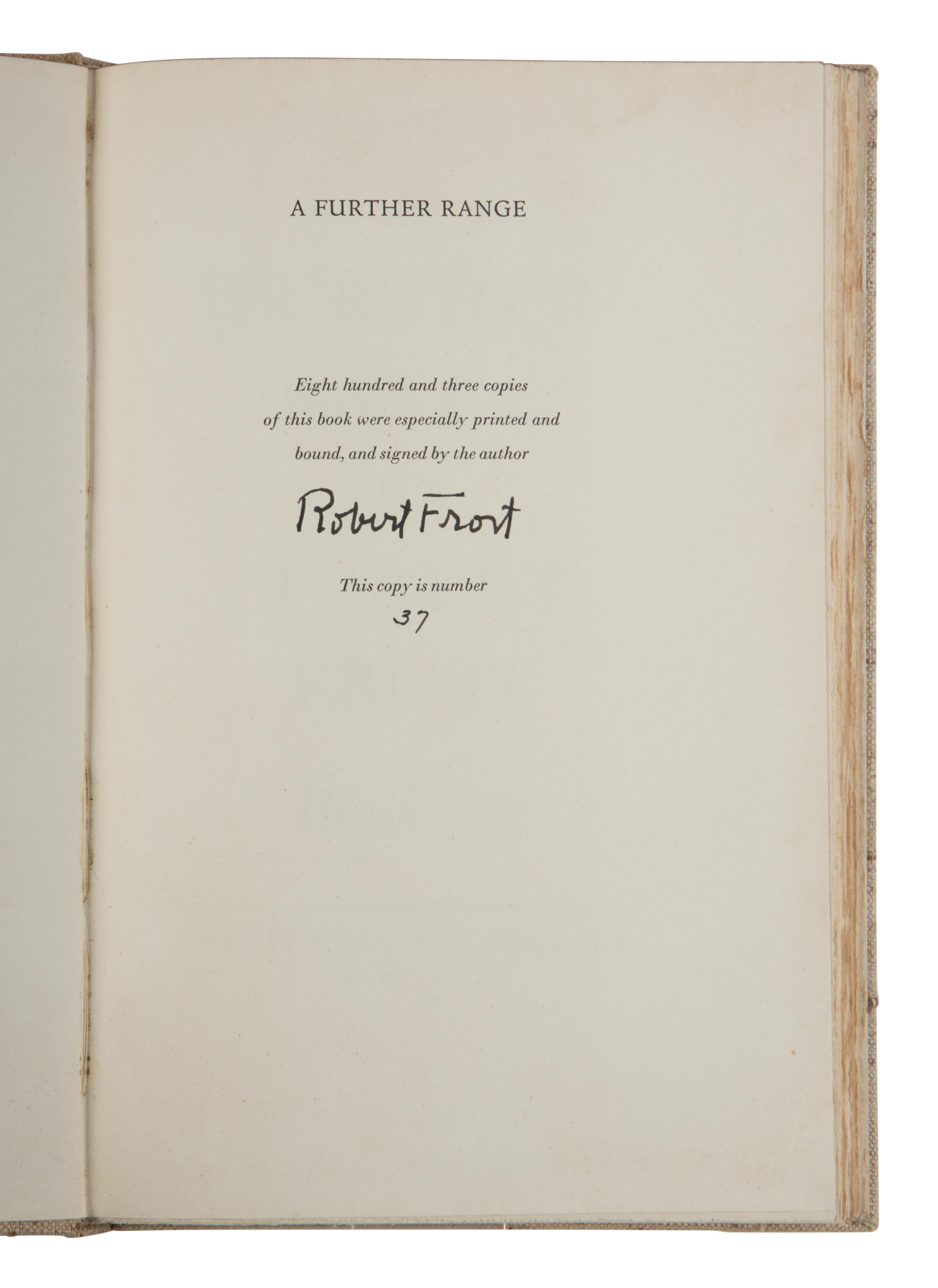 FROST, Robert (1874-1963). A group of 3 FIRST EDITIONS, comprising: