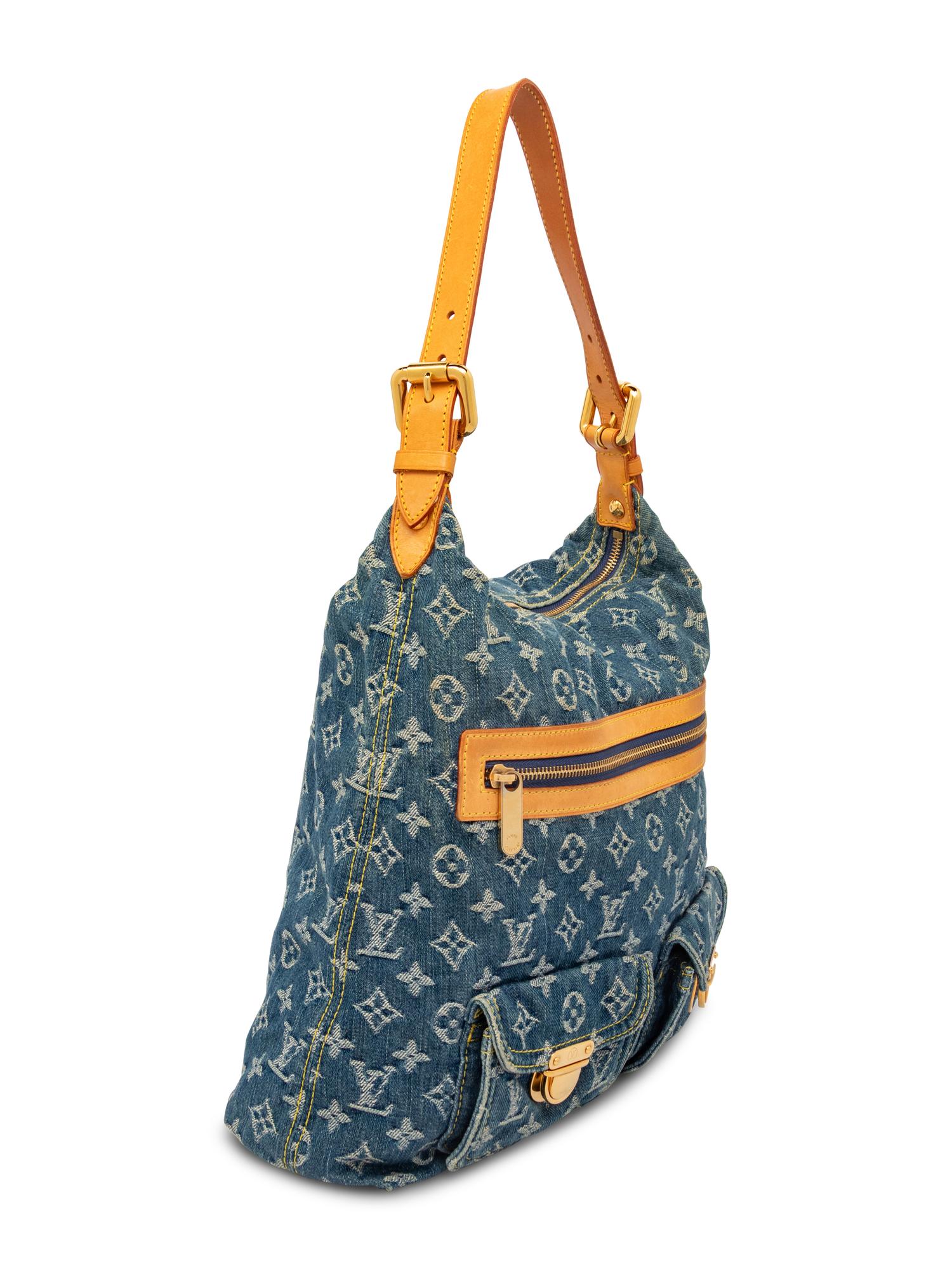 LOUIS VUITTON, DENIM MONOGRAM BAGGY SHOULDER BAG