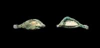 A Pair of Egyptian Bronze, Limestone, and Glass Eye Inlays