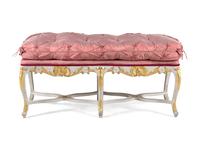 A Louis XV Style Painted and Parcel Gilt Bench