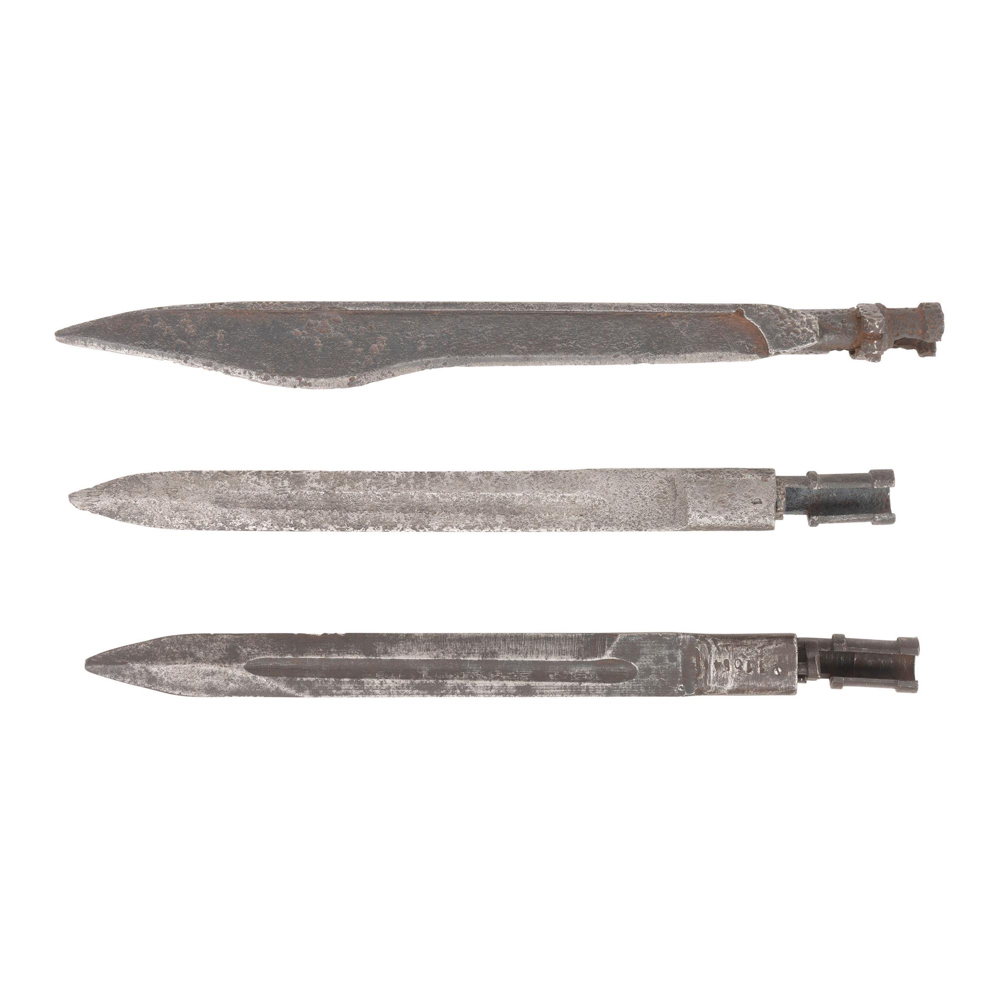 Three Rare WWII Russian Bayonets, 2 Ersatz 91/30 and a "Scythe" Bayonet