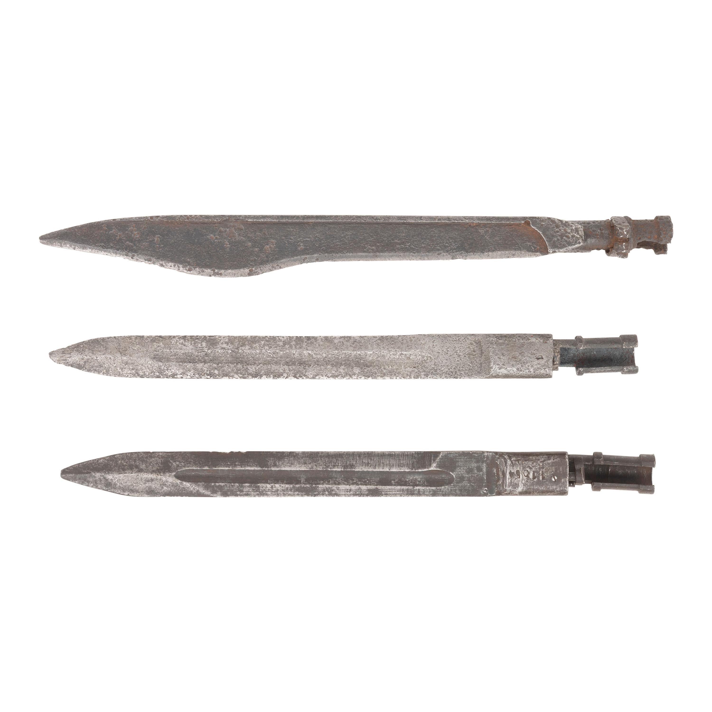 Three Rare WWII Russian Bayonets, 2 Ersatz 91/30 and a "Scythe" Bayonet