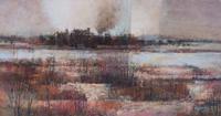 Mickey Rhodes, (American, 20th century), Factory on Riverfront