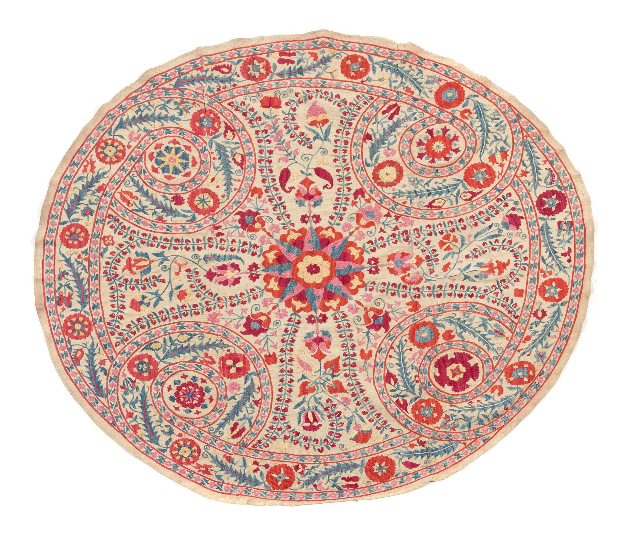 A Collection of Suzani Embroideries Longest 5 feet 9 3/4 inches x 4 feet 8 1/4 inches. — 20TH CENTURY