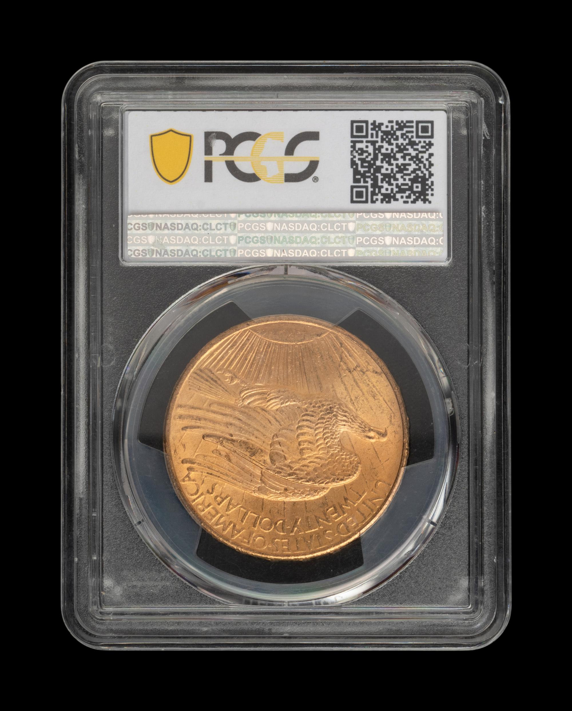 A 1908 Saint Gaudens: No Motto $20 Gold Coin (PCGS MS64+)