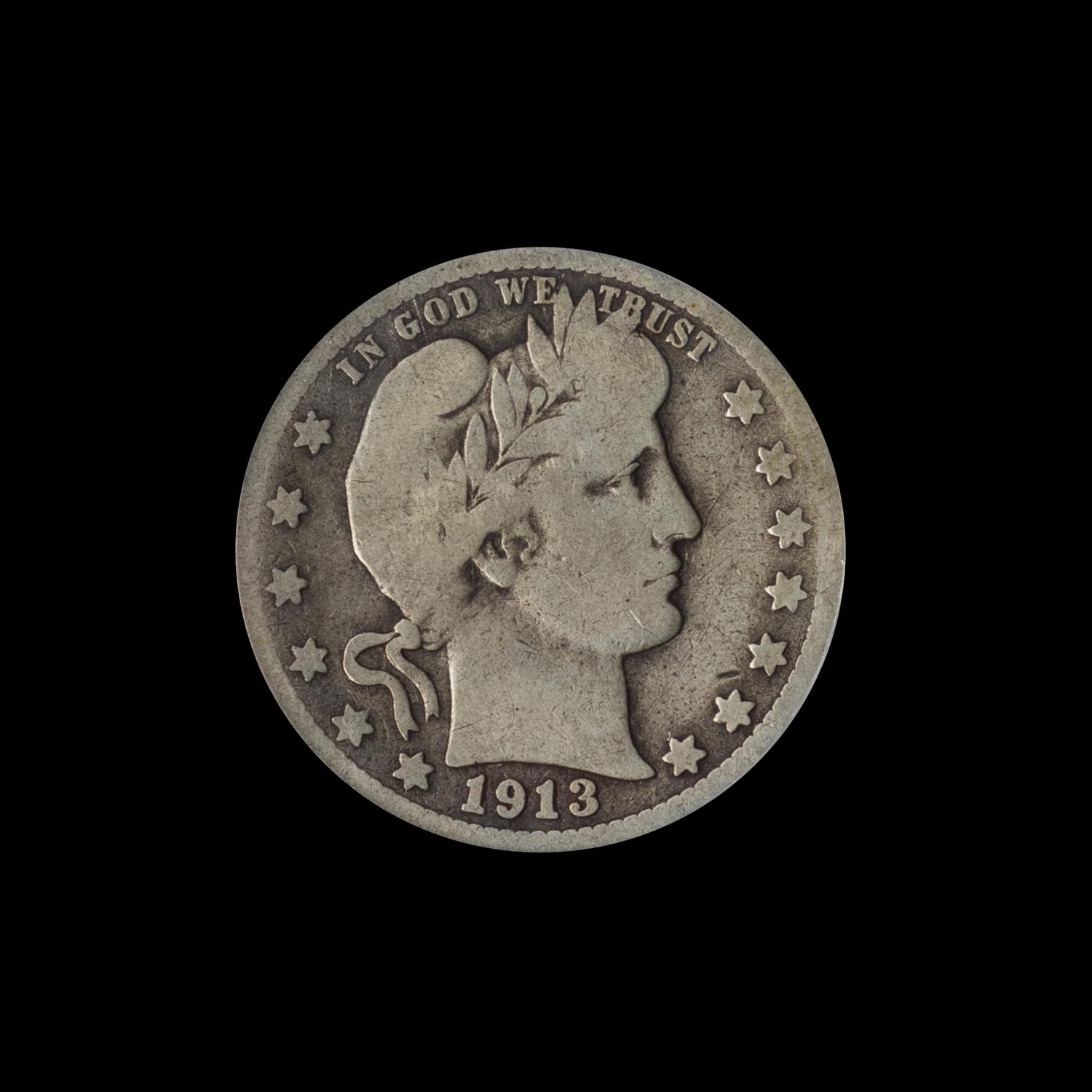 A United States 1913-S Barber 25c Coin