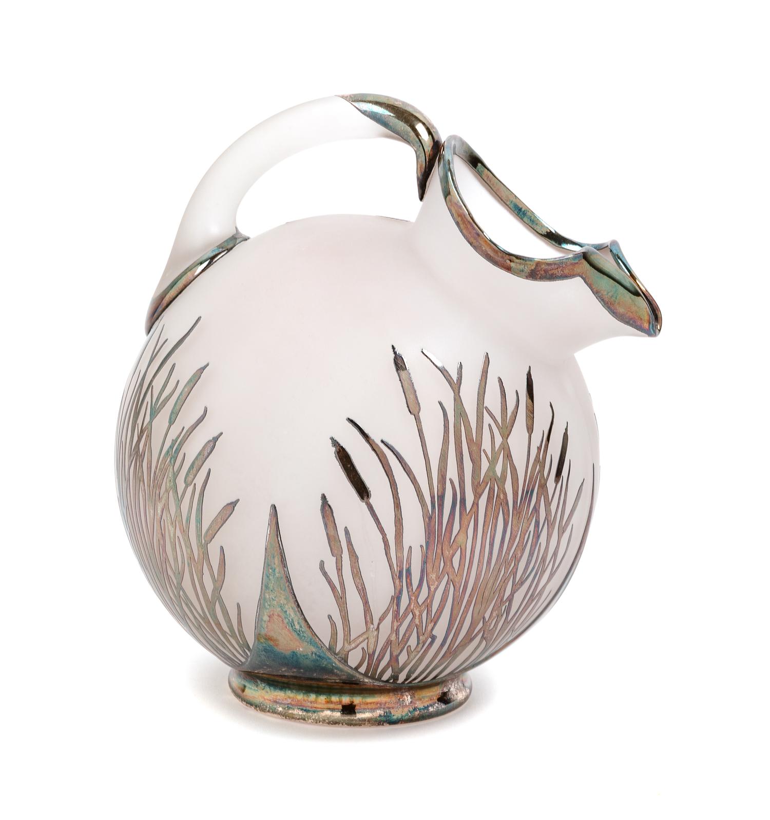 A Silver Overlay Glass Pitcher Height 9 1/4 inches. — FIRST HALF 20TH CENTURY
