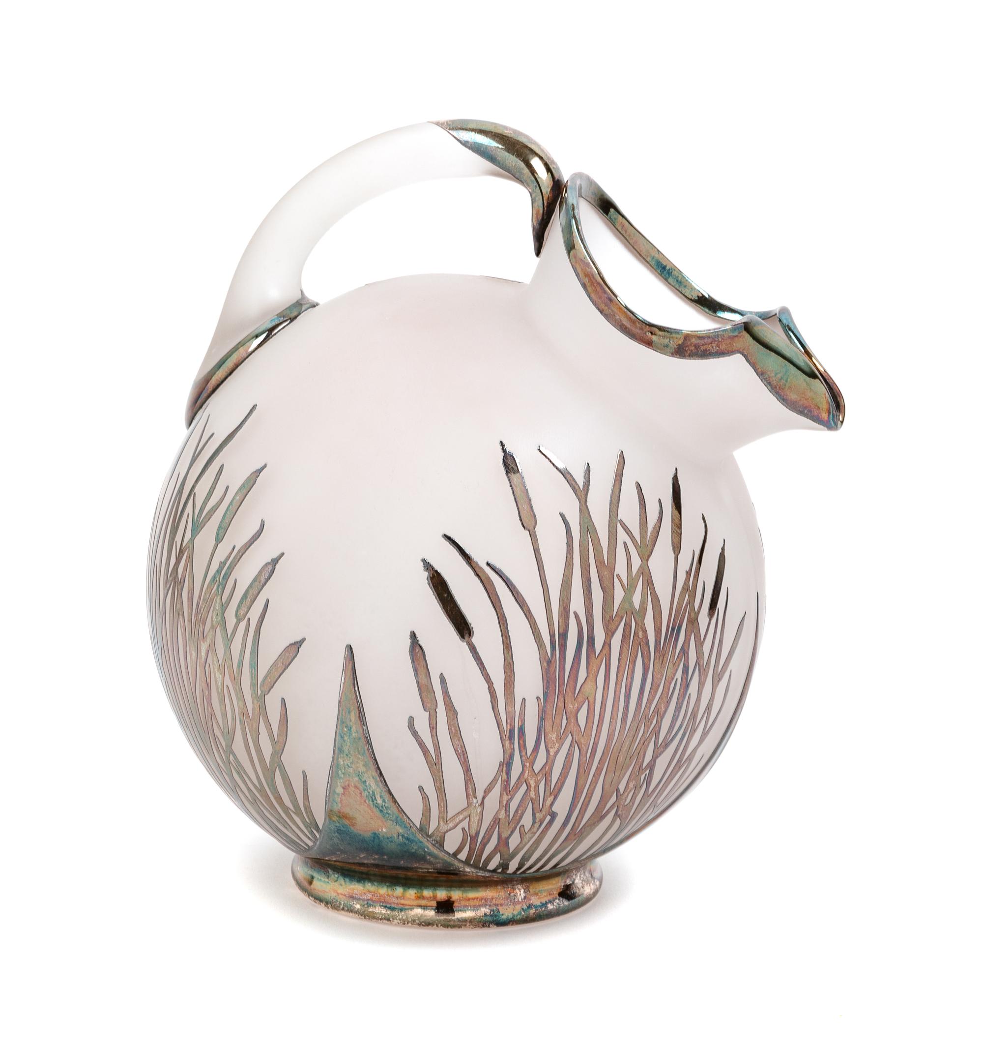 A Silver Overlay Glass Pitcher Height 9 1/4 inches. — FIRST HALF 20TH CENTURY