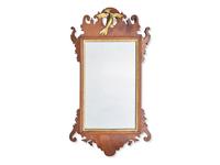 A Chippendale Fret-Carved and Parcel-Gilt Mahogany Looking Glass