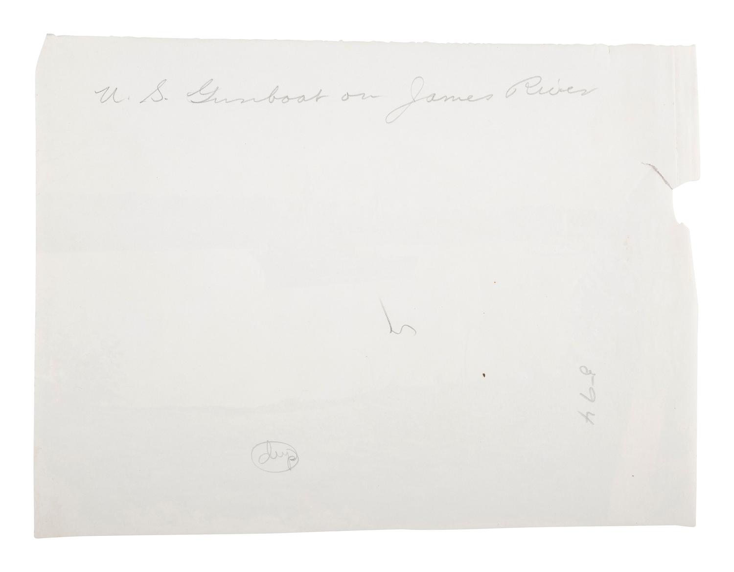 [CIVIL WAR]. Photographer unknown. U.S. Gunboat "Mendota" and other Ships on James River, Virginia . Ca 1864-1865.