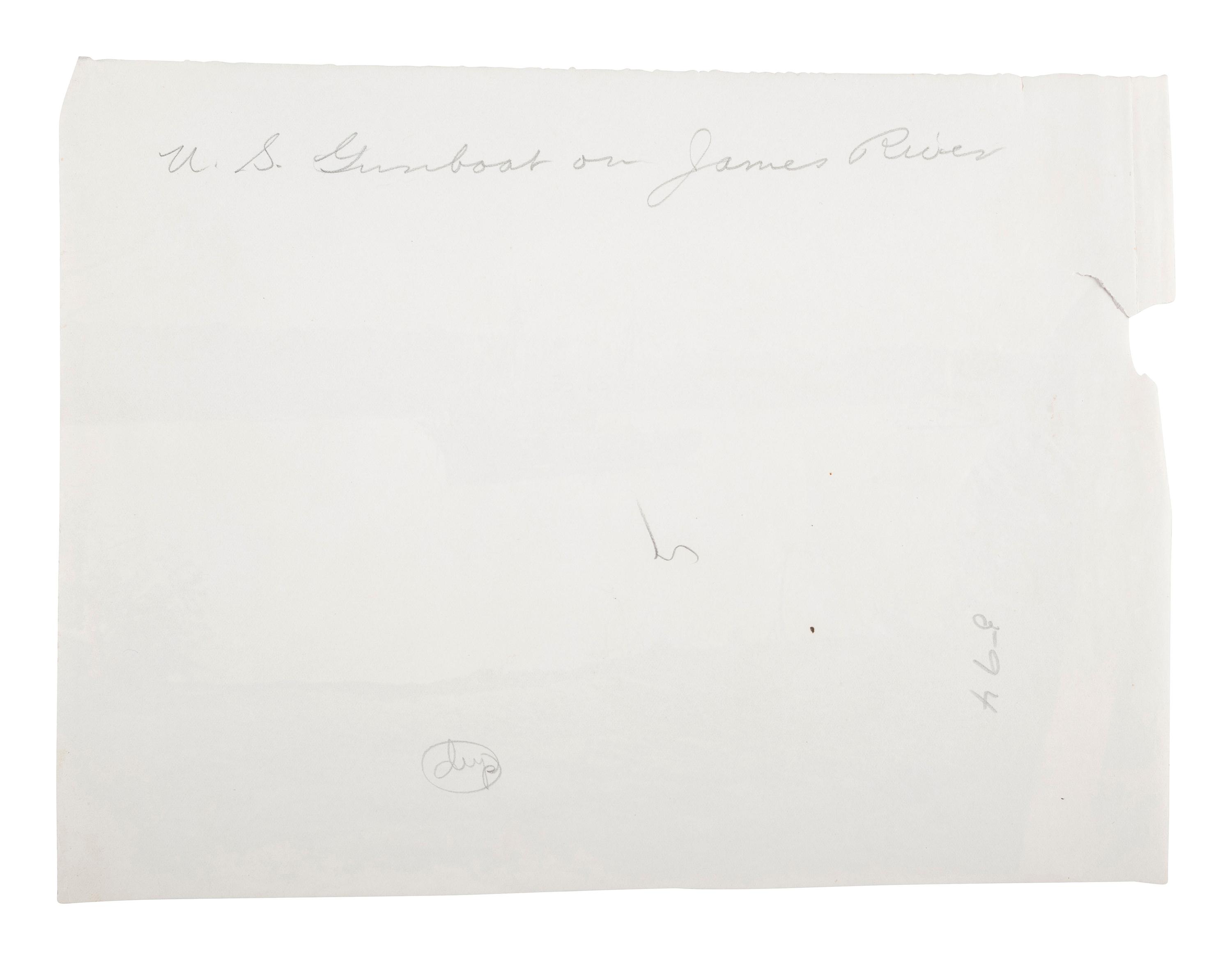 [CIVIL WAR]. Photographer unknown. U.S. Gunboat "Mendota" and other Ships on James River, Virginia . Ca 1864-1865.