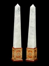 A Pair of Large Rock Crystal Obelisks