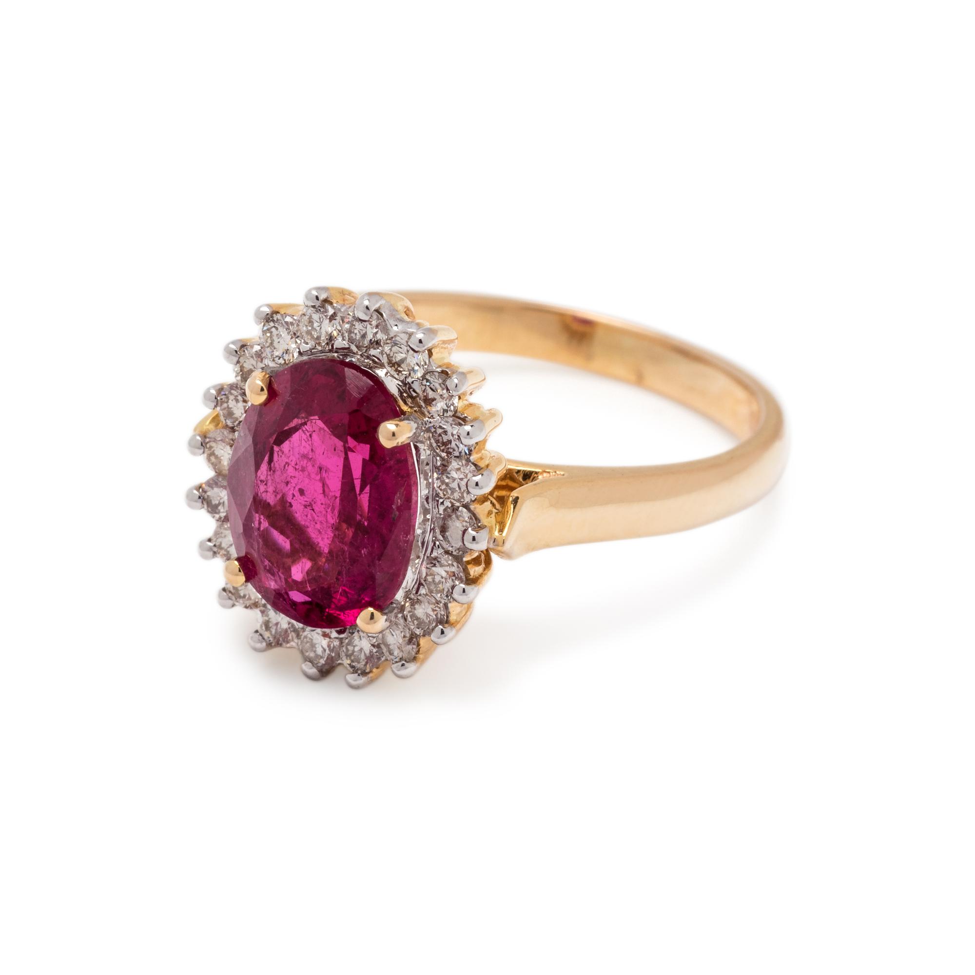 RUBELLITE AND DIAMOND RING
