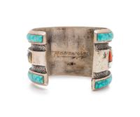 Tufa Cast Cuff Bracelet, with Mosaic Inlay