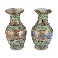 A Pair of Chinese Rose Medallion Vases