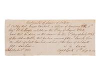 [CIVIL WAR]. "Certificate of Service of a Soldier" for Pvt. Isaac Earnheart, 5th NC, KIA Gettysburg.