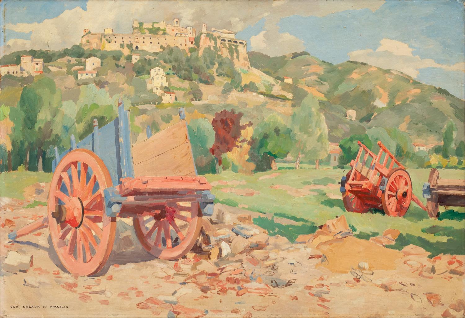 Italian Mountain Village with Carts