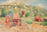 Italian Mountain Village with Carts