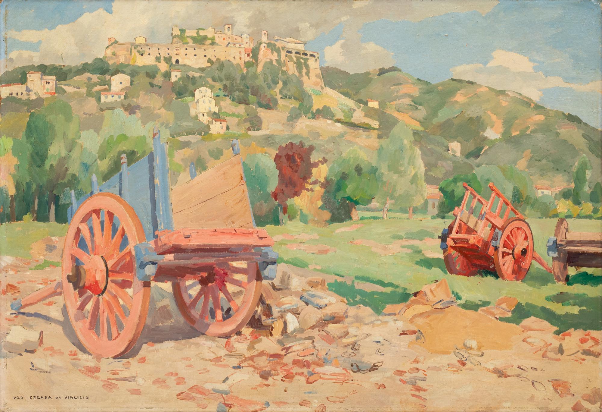 Italian Mountain Village with Carts