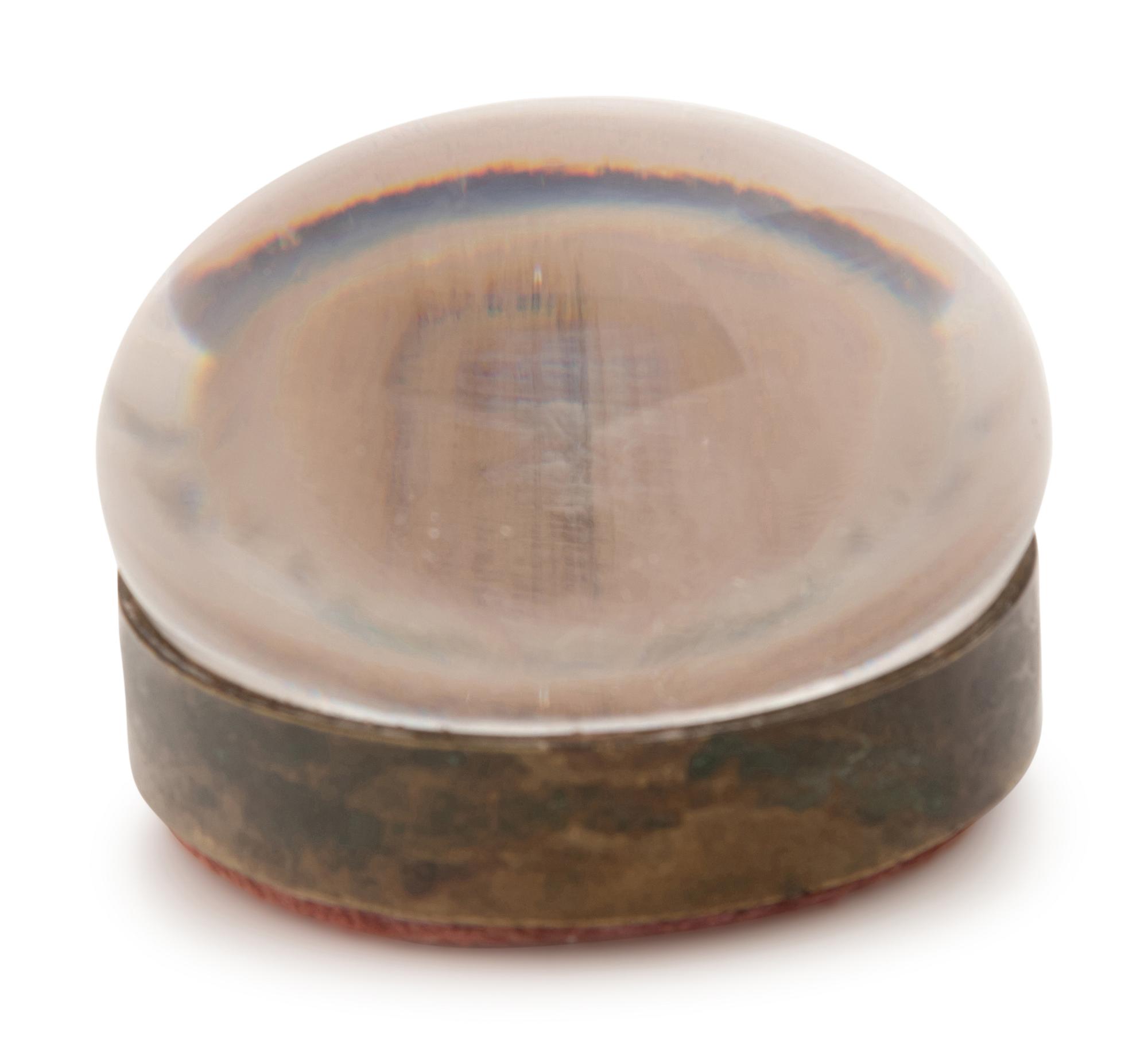 A Painted Portrait Glass Paperweight