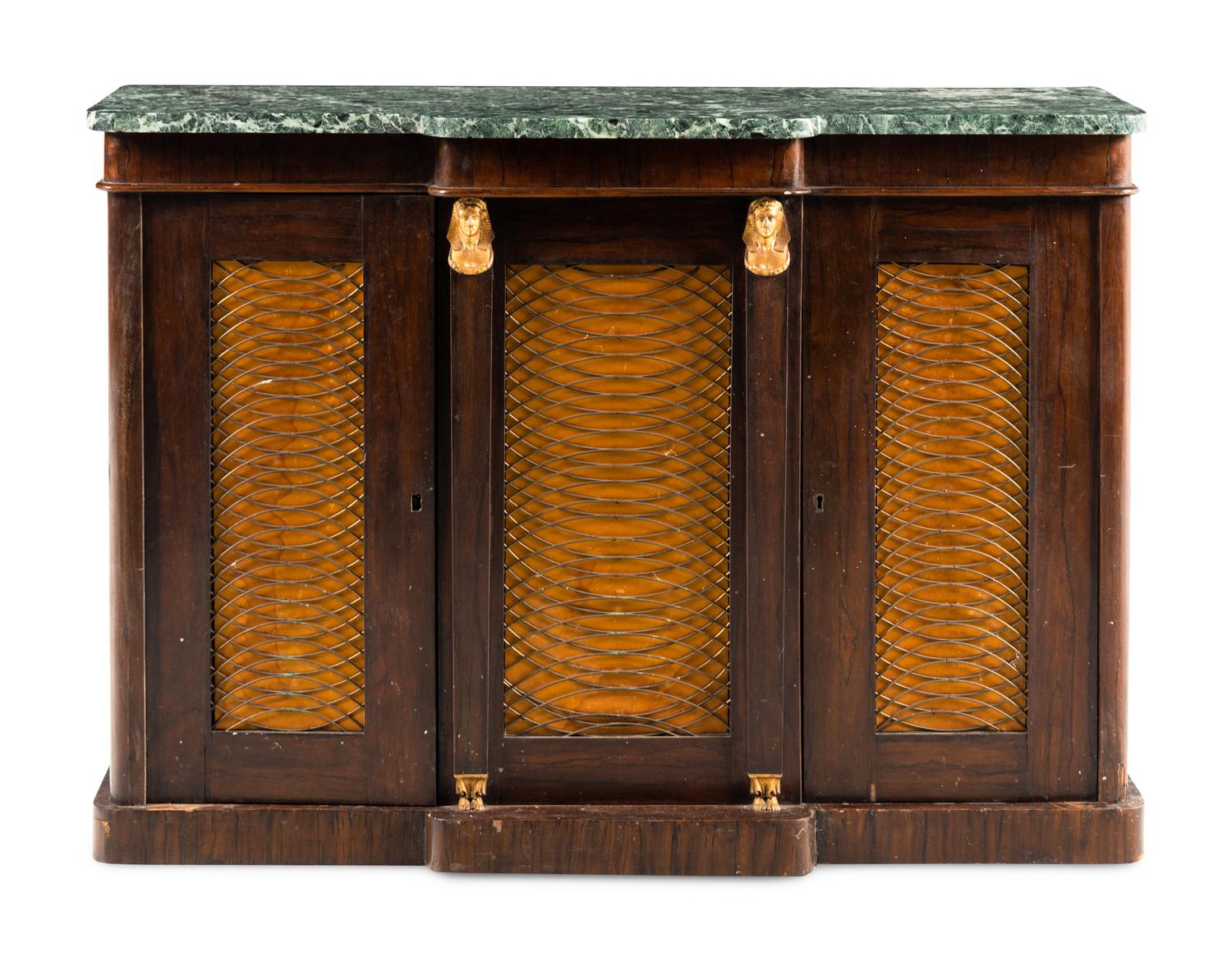 A Regency Style Marble-Top Console Cabinet