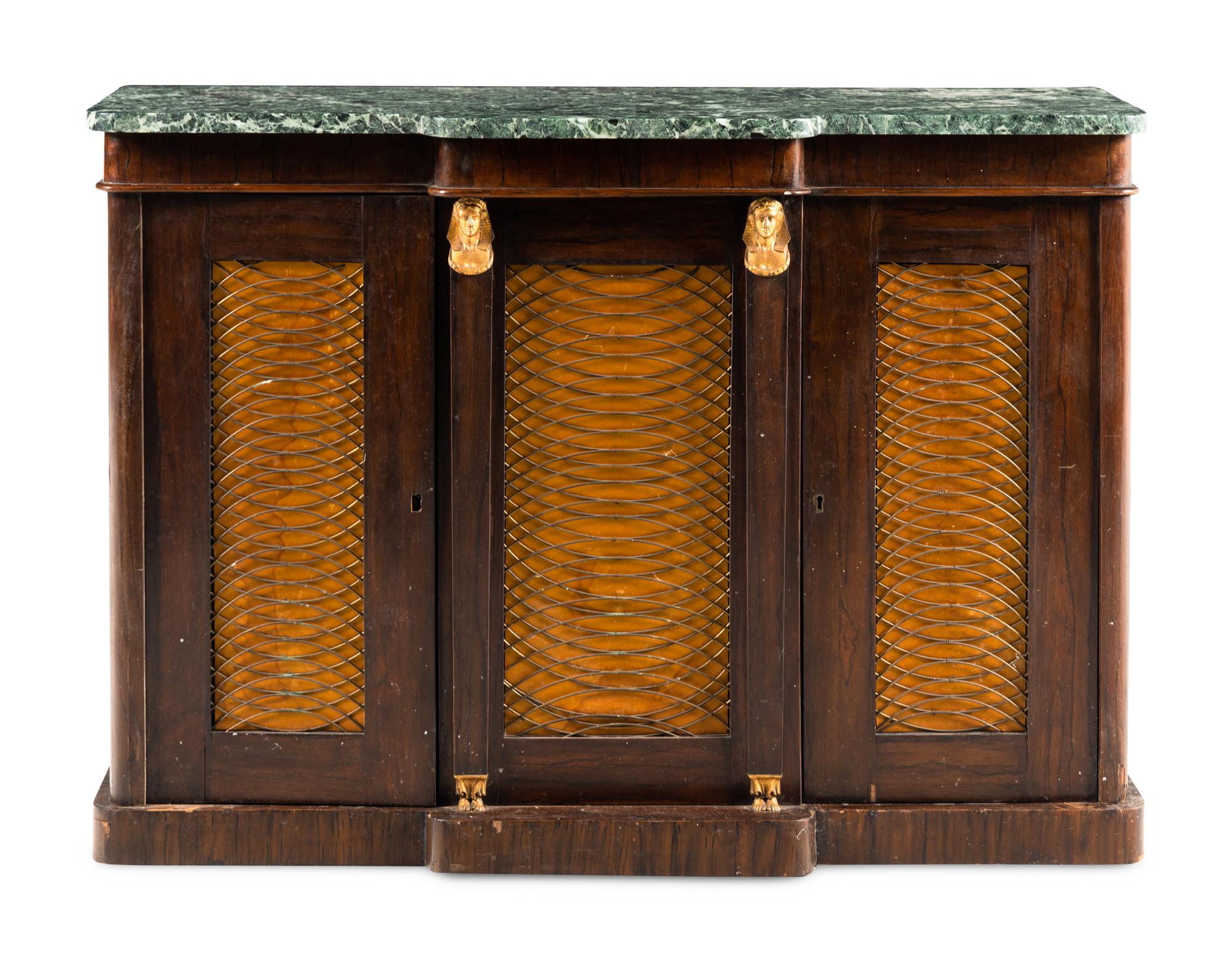 A Regency Style Marble-Top Console Cabinet