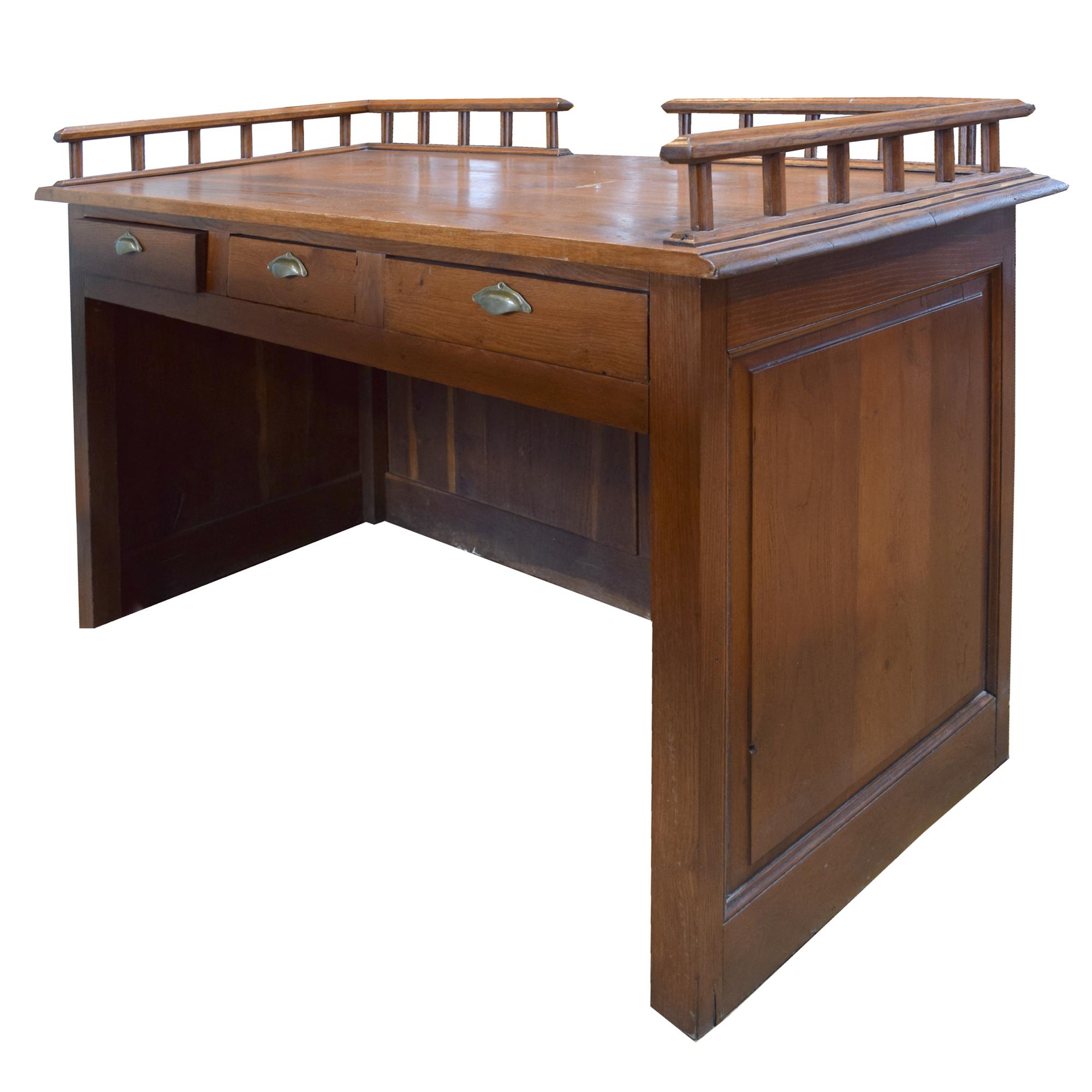 An Oak Shop Counter/Desk 59" W x 29" D x 38" H — France