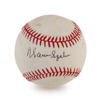 A Group of Four Milwaukee Braves Hall of Fame Signed Autograph Items Including Eddie Mathews and Warren Spahn (BAS Beckett Authentication Services Certified),