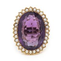 Amethyst and Yellow Gold Earrings and Ring