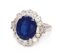 A Platinum, Sapphire and Diamond Ring, 10.20 dwts.