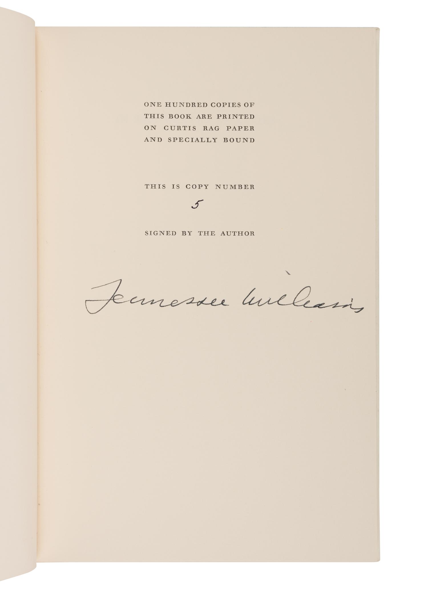 WILLIAMS, Tennessee (1911-1983). In the Winter of Cities . Norfolk, CT: New Directions, 1956.