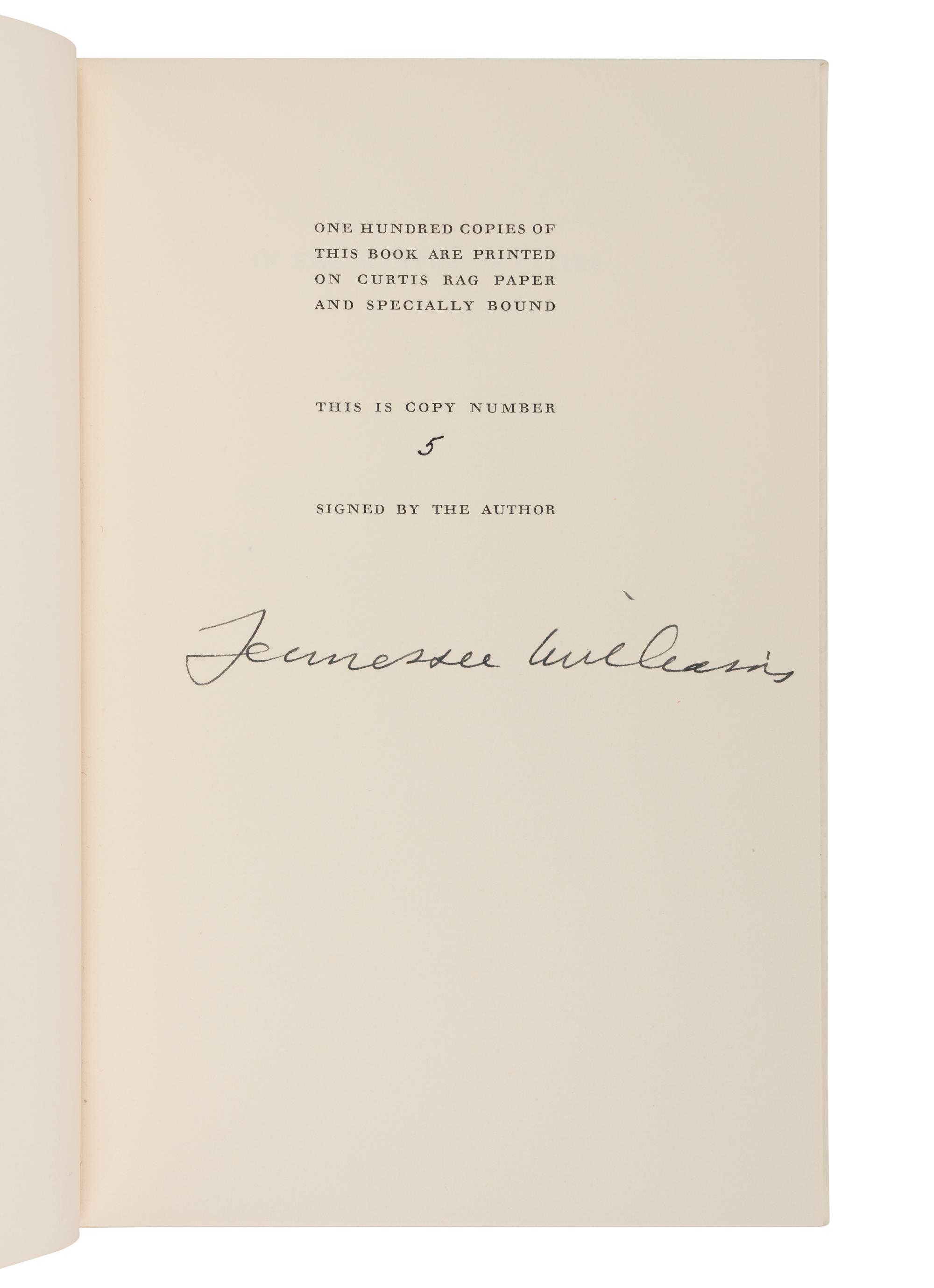 WILLIAMS, Tennessee (1911-1983). In the Winter of Cities . Norfolk, CT: New Directions, 1956.