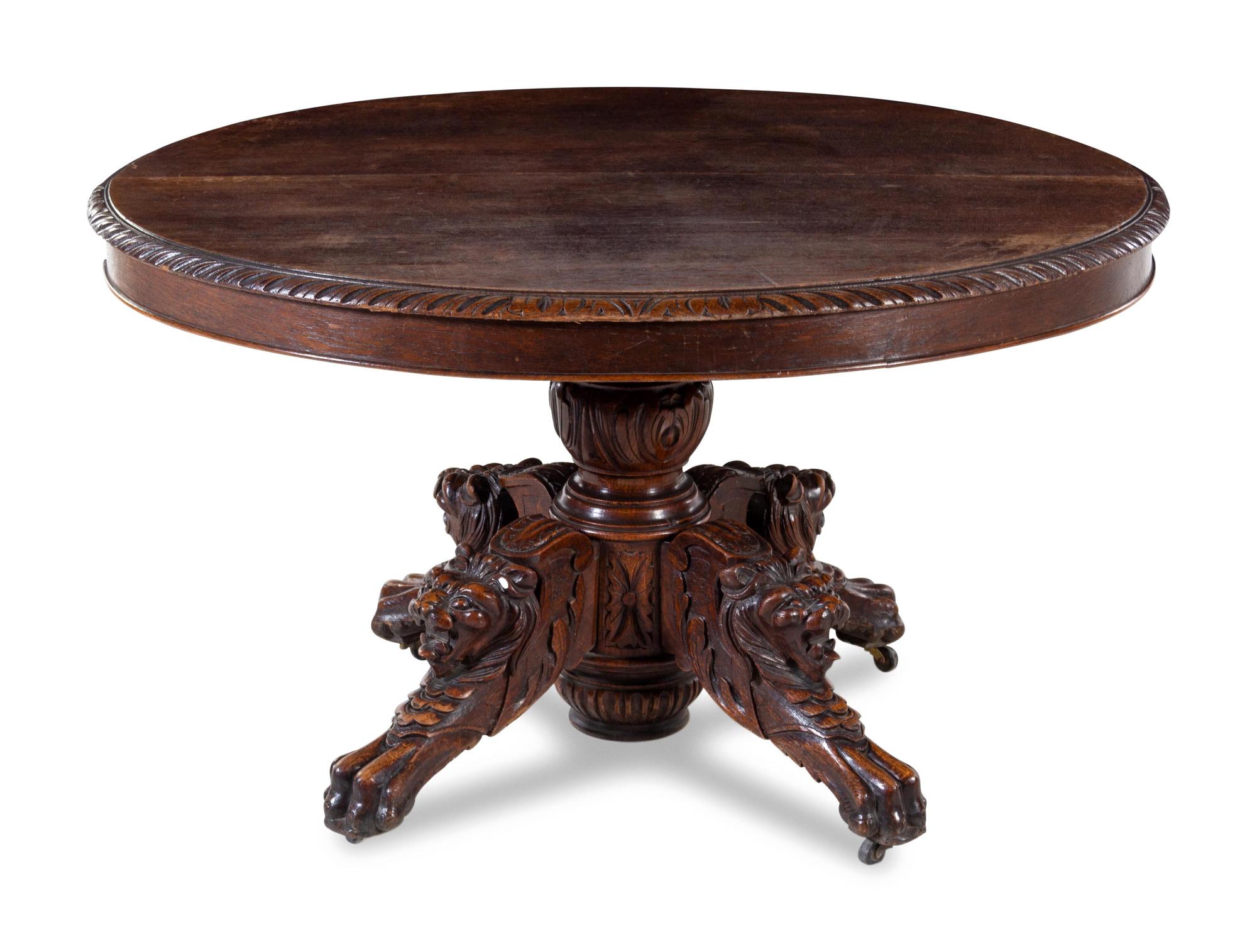 A Renaissance Revival Carved Walnut Table