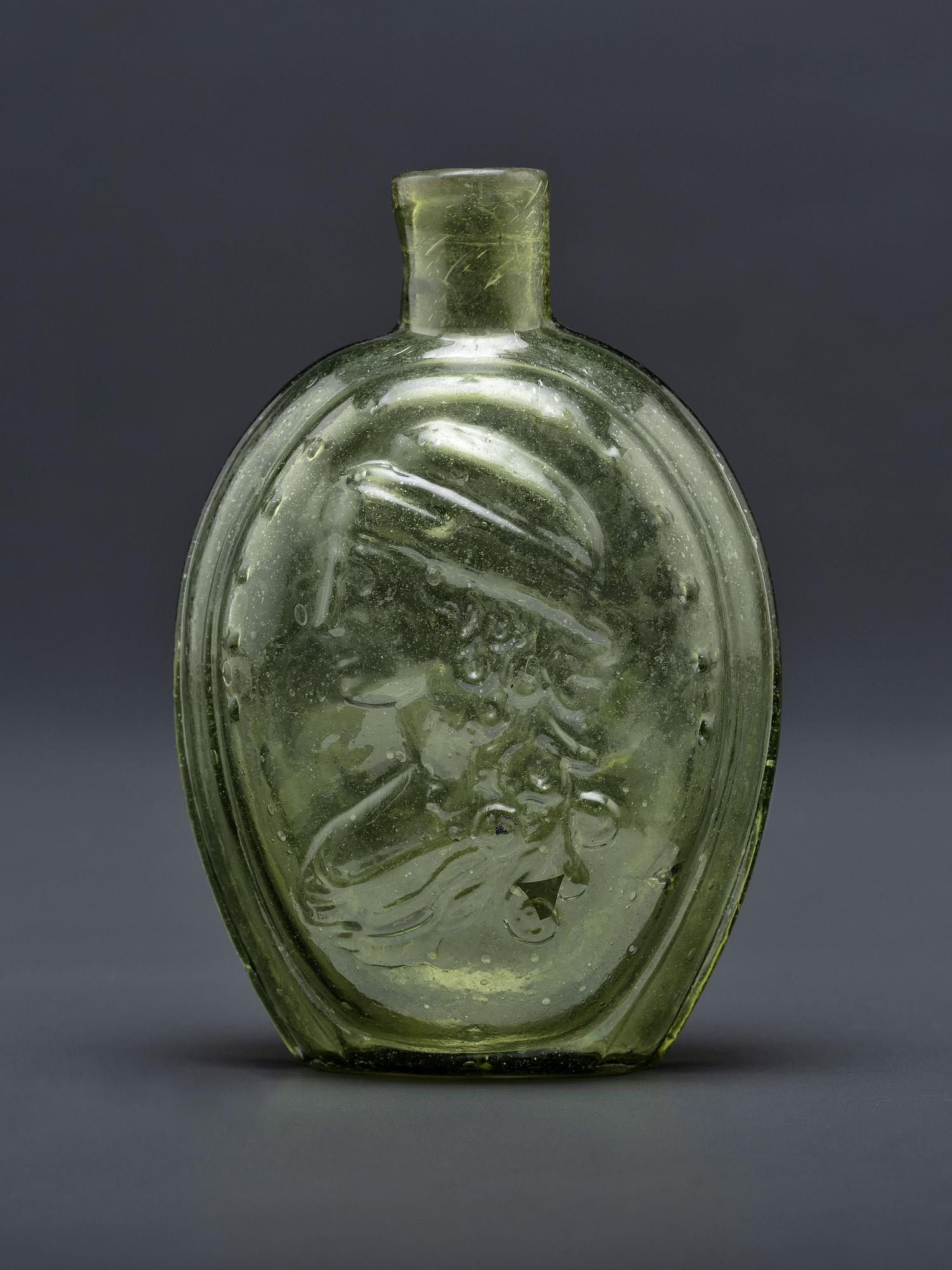 A Molded-Glass Flask in Yellow-Green