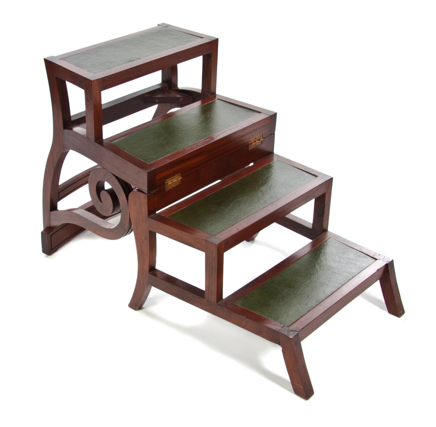 A Regency Style Mahogany Metamorphic Library Open Armchair, Height 34 1/2 inches.
